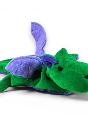 Great American Fun Corp Dragon Bean Sprouts Beanbag Plush Green Purple VTG 10"